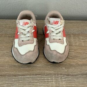 New Balance Kids' Pink and Cream Sneakers